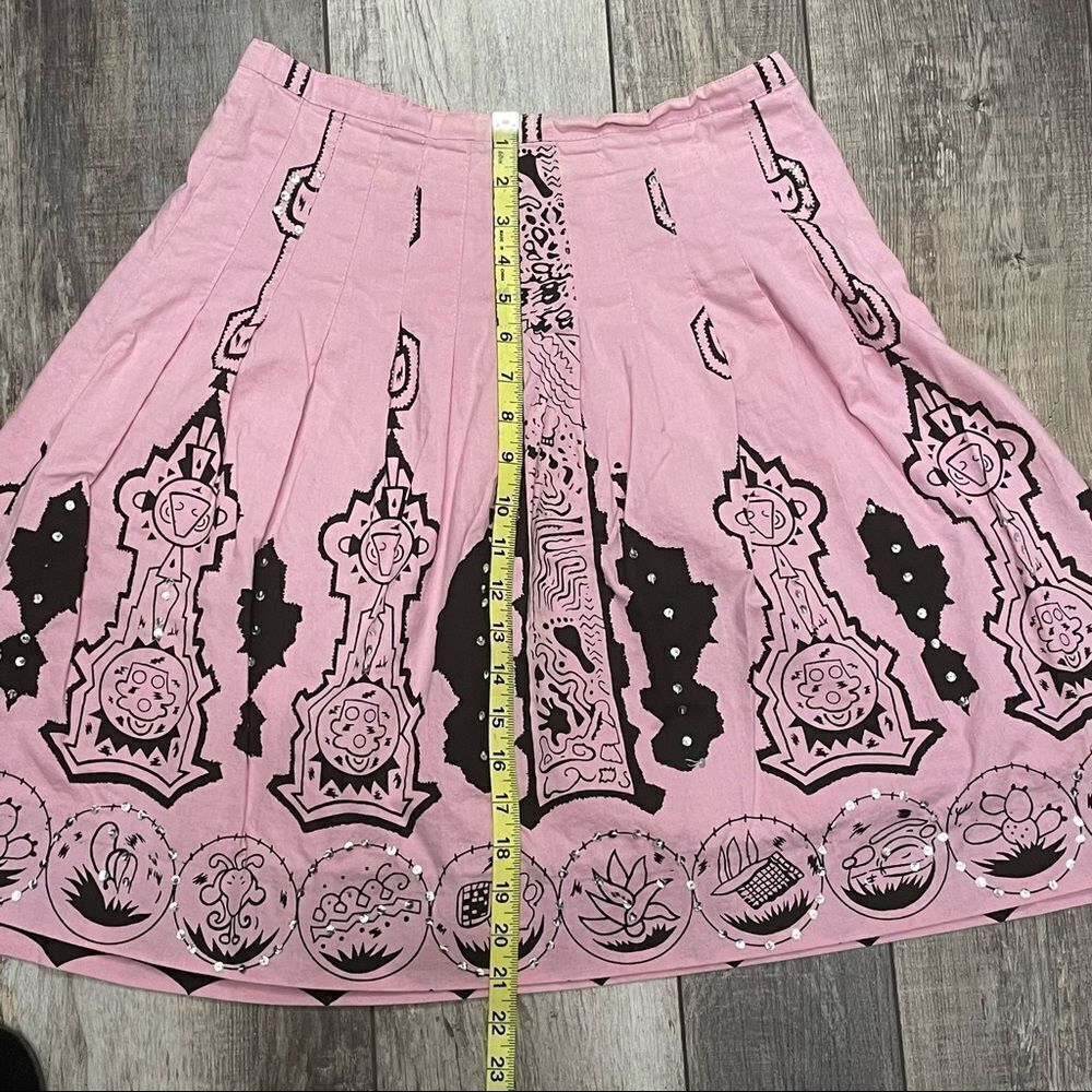 Andrew & Co. Baroque Design A-Line Skirt Black Pink with Silver Sequins Sz Small - Picture 4 of 10